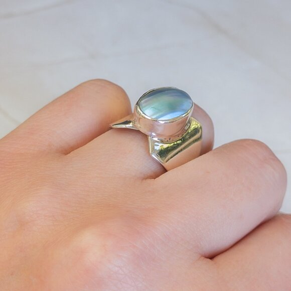 DTR (Jay King) Sterling Mother-of-Pearl Shield Ring — Size 7.25 - Picture 11 of 15